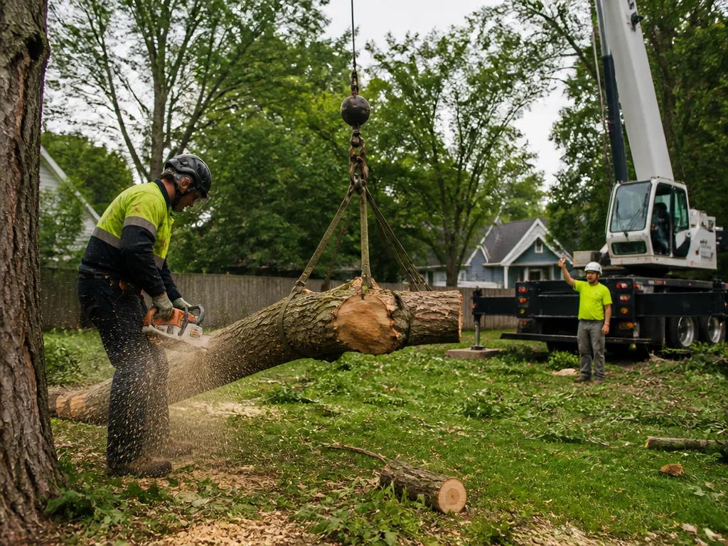 Crane-Assisted Tree Removal